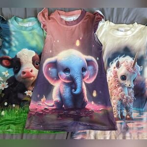 Adorable! Baby Animal Toddler Girl's Pajama Dresses, Size 2-3 years